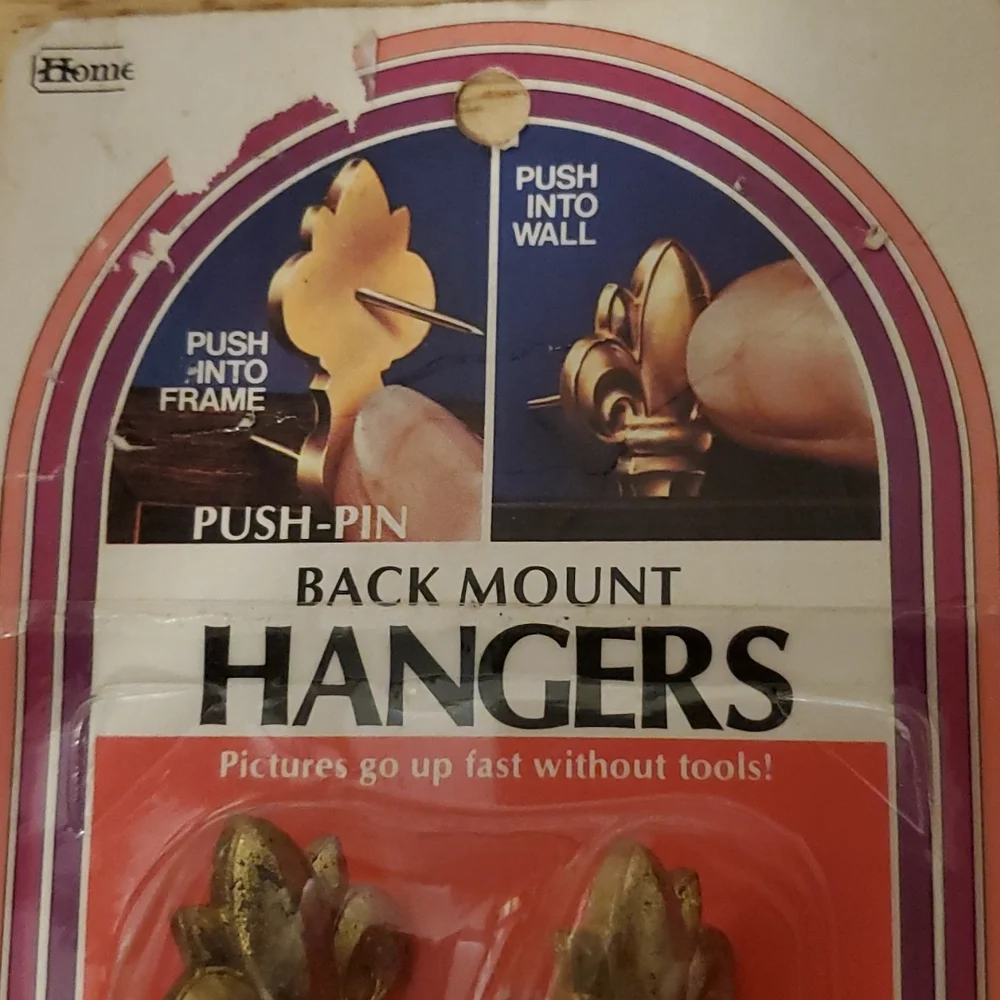 Vintage Back Mount Push Pin wall Hangers Fleur-de-lis NOS